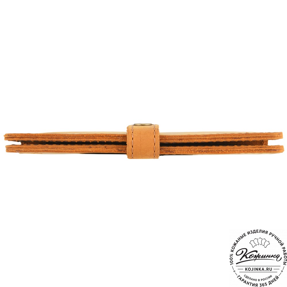  Кожаное портмоне на кнопке Тревис (рыжий крейзи) 